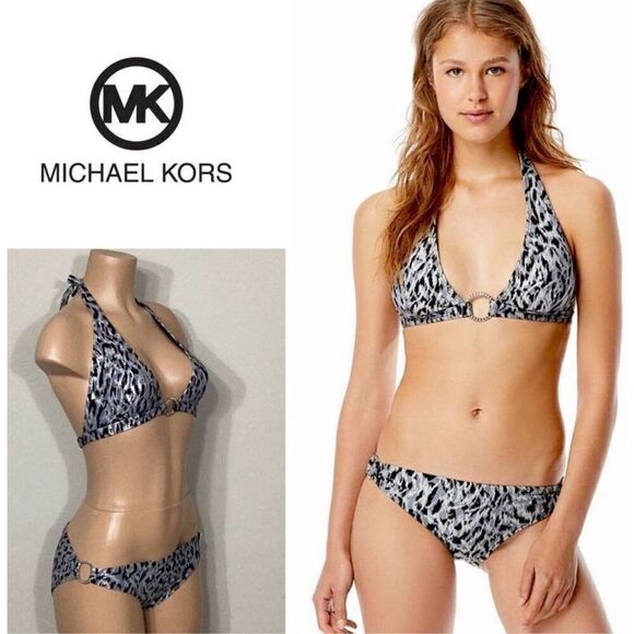 New. Michael Kors frozen Leopard chain ring bikini set. Normally $169. (D)L–top/ - Picture 1 of 10